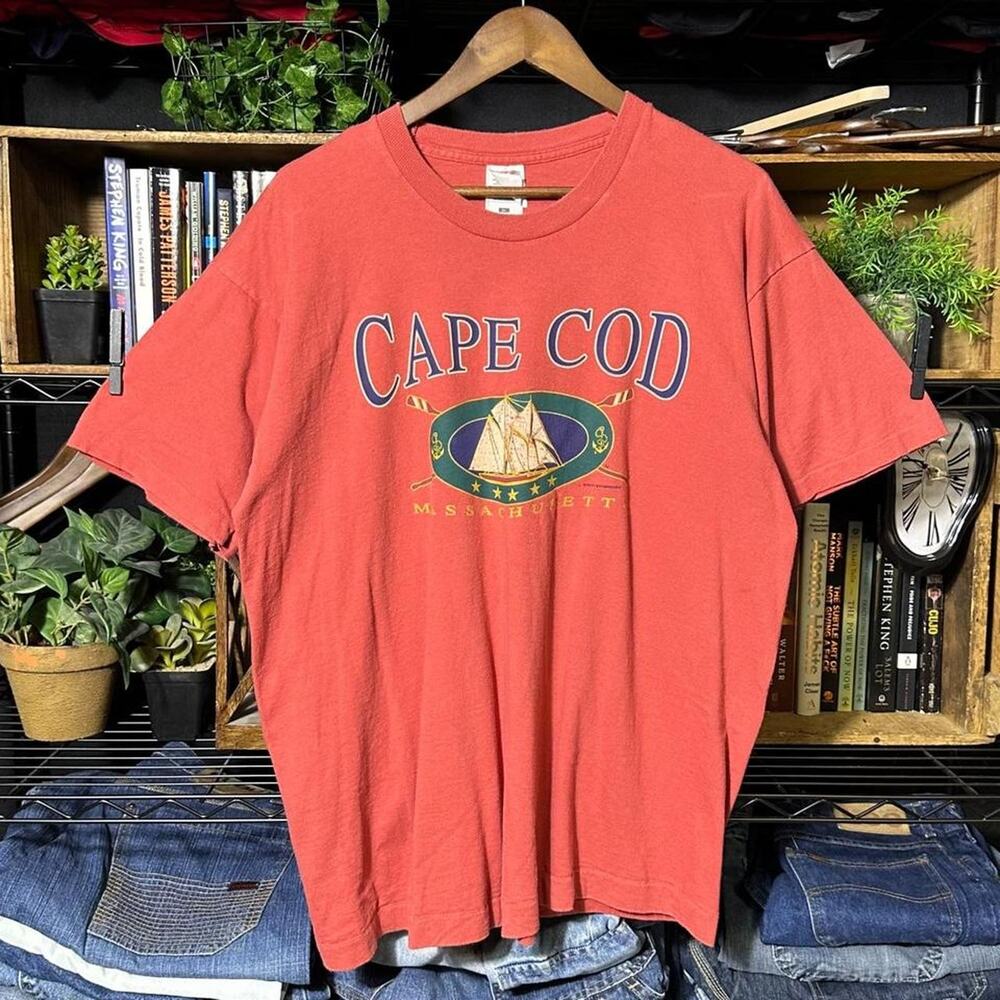 Vintage 90s Cape Cod Massachusetts Tee Shirt Single Stitch Sailboat Shirt XL